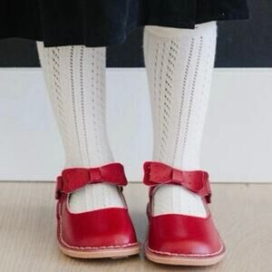 L'AMOUR Iris Leather Double Bow Strap Mary Jane Girls 13 Red Holiday Christmas